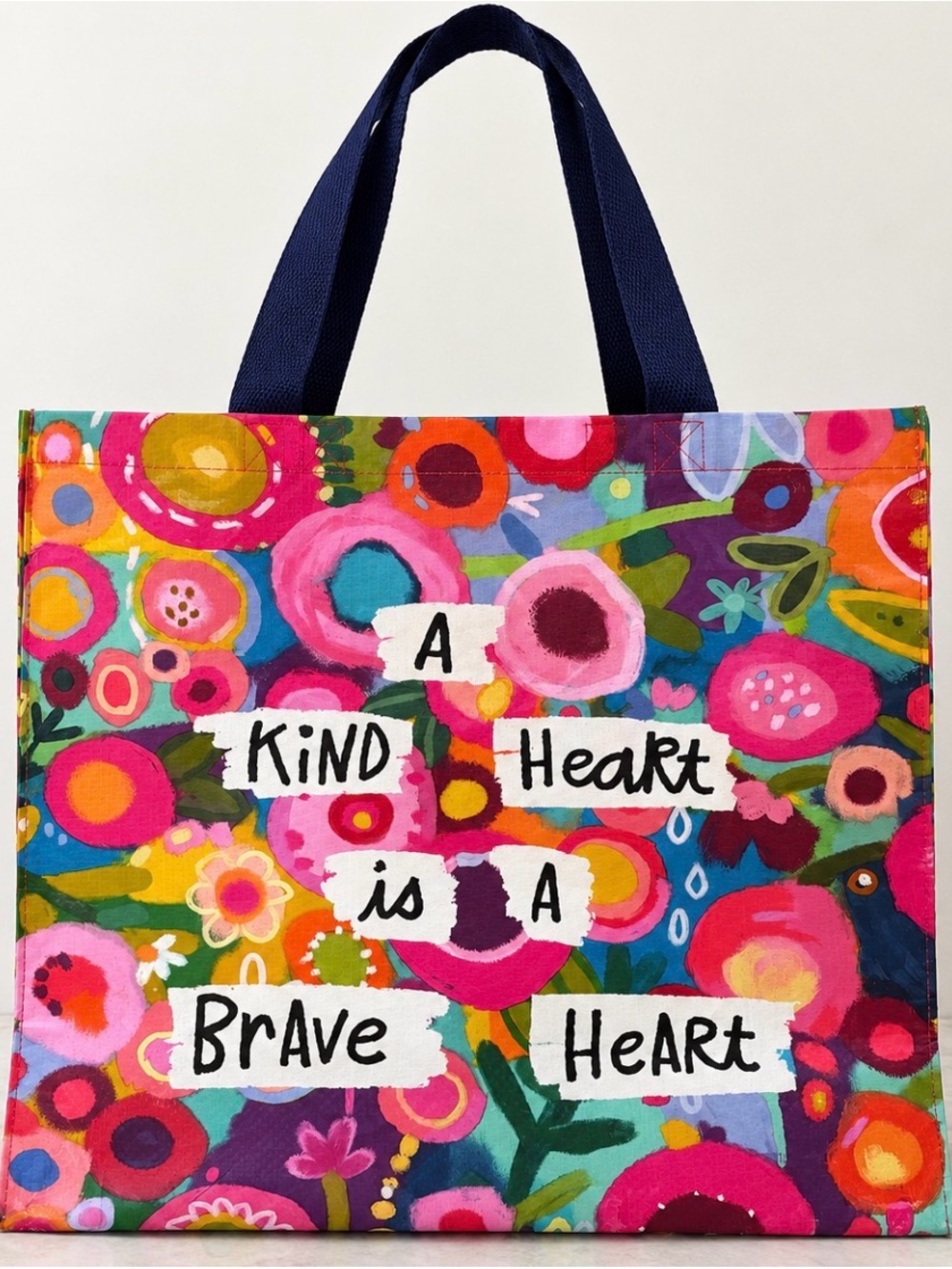 Primitives by Kathy Floral Kids Tote Bag - Pink Multicolor with Navy Handles